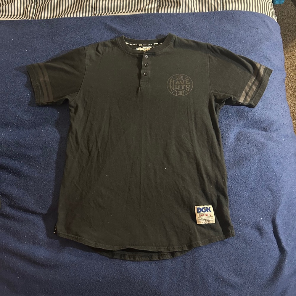 DGK Have Nots 2002 Mens Black Henley Short Sleeve Skate Shirt Medium